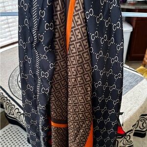 Designer Black and Brown Patterned Scarf